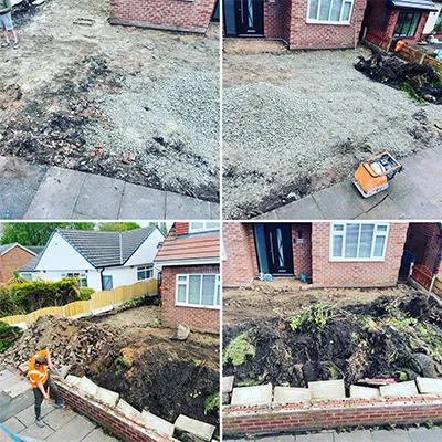 A series of photos of a house being demolished.