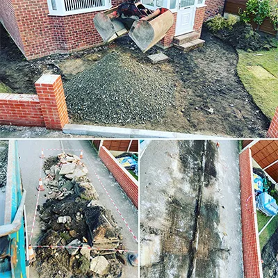 A series of photos of a house being demolished.